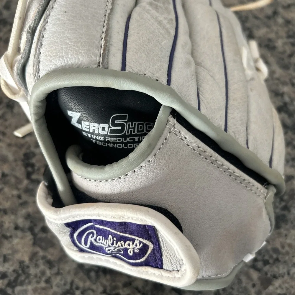 Rawlings Youth LHT 12 Inch Sure Catch Softball/Baseball Glove - Grey Purple Used